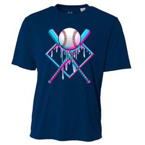 Cool Cute Neon Paint Baseball Bat Ball Diamond Cooling Performance Crew T-Shirt