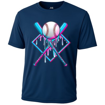 Cool Cute Neon Paint Baseball Bat Ball Diamond Performance Shirt