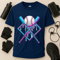 Cool Cute Neon Paint Baseball Bat Ball Diamond Cooling Performance Crew T-Shirt