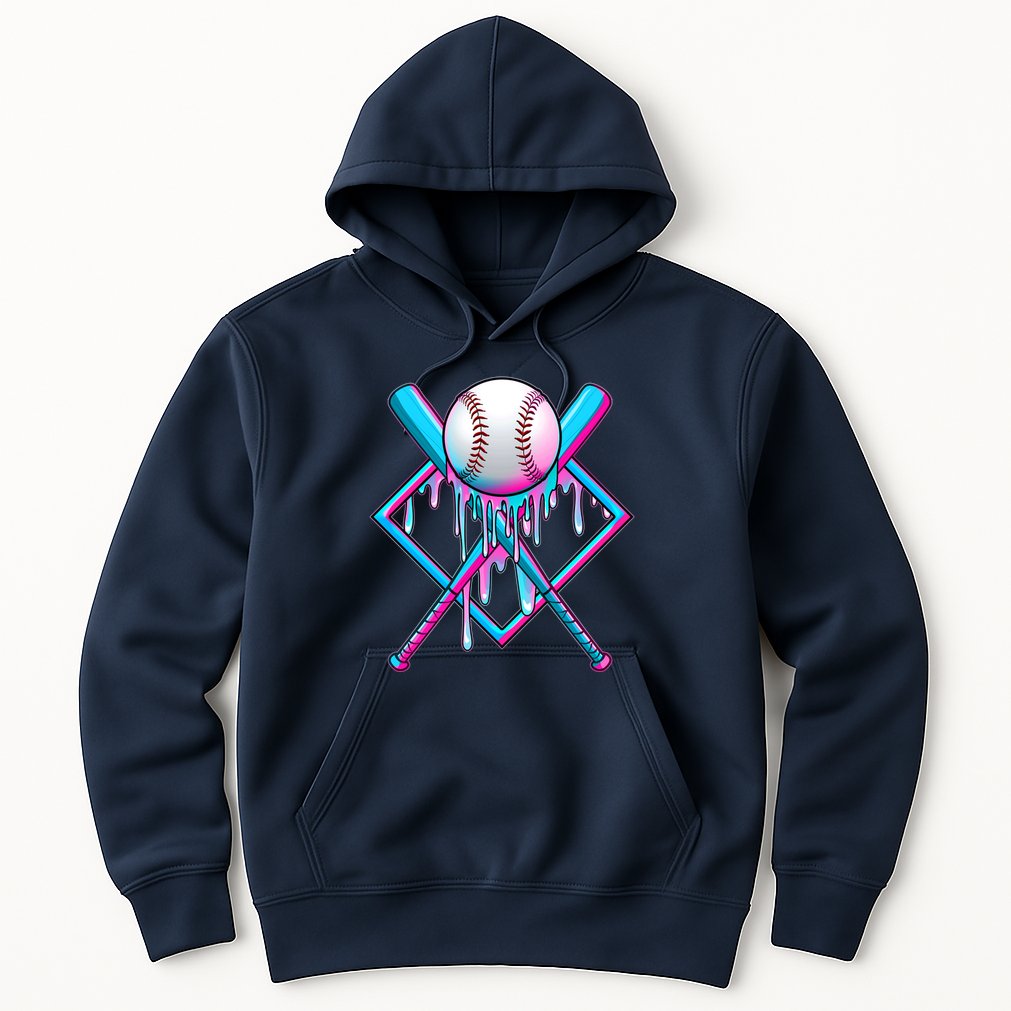Cool Cute Neon Paint Baseball Bat Ball Diamond Hoodie