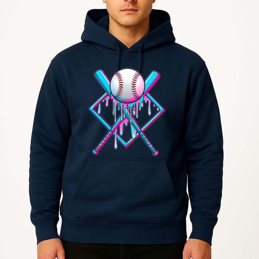 Cool Cute Neon Paint Baseball Bat Ball Diamond Hoodie