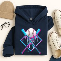 Cool Cute Neon Paint Baseball Bat Ball Diamond Hoodie