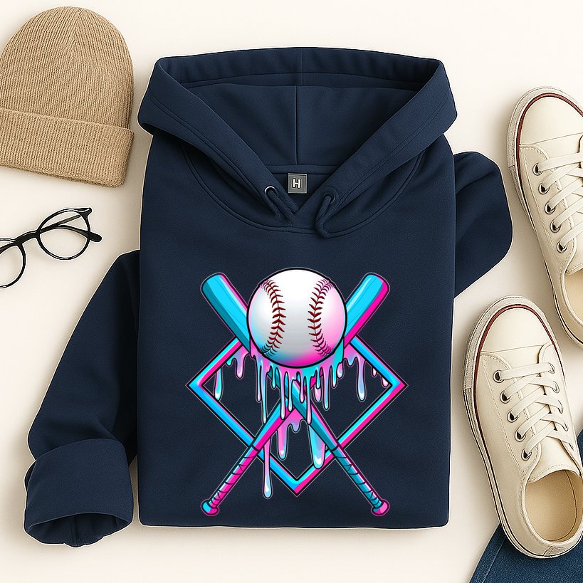 Cool Cute Neon Paint Baseball Bat Ball Diamond Hoodie