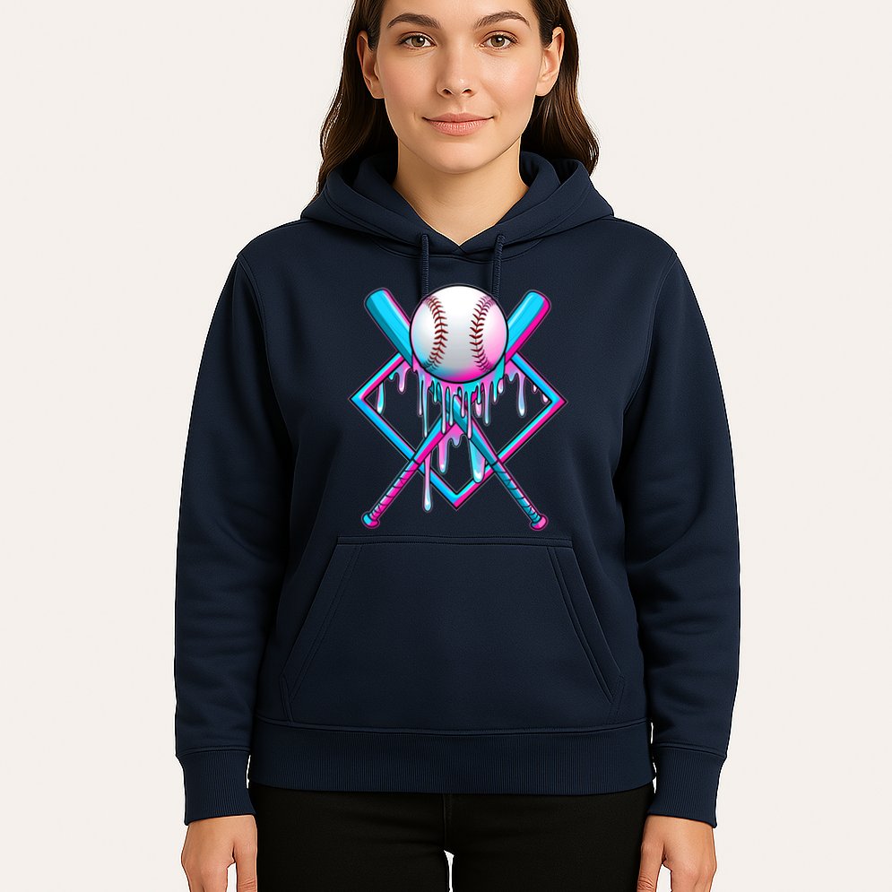 Cool Cute Neon Paint Baseball Bat Ball Diamond Hoodie