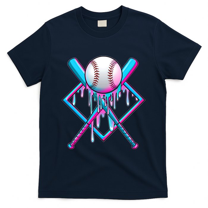 Cool Cute Neon Paint Baseball Bat Ball Diamond T-Shirt