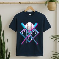 Cool Cute Neon Paint Baseball Bat Ball Diamond T-Shirt