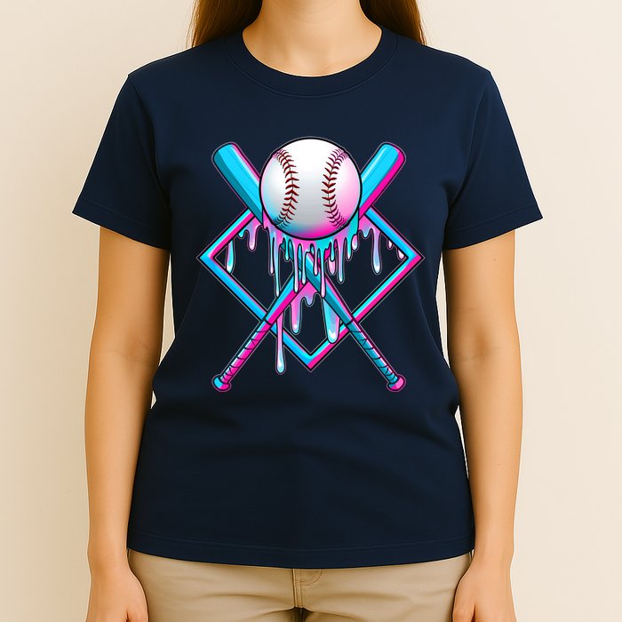 Cool Cute Neon Paint Baseball Bat Ball Diamond T-Shirt