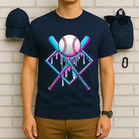 Cool Cute Neon Paint Baseball Bat Ball Diamond T-Shirt
