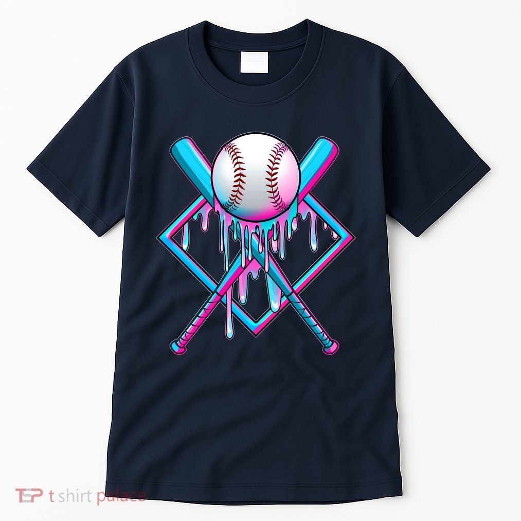 Cool Cute Neon Paint Baseball Bat Ball Diamond Tall T-Shirt