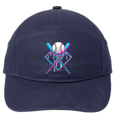 Cool Cute Neon Paint Baseball Bat Ball Diamond 7-Panel Snapback Hat