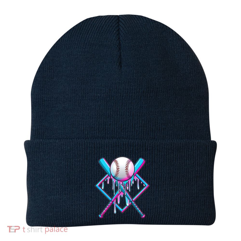 Cool Cute Neon Paint Baseball Bat Ball Diamond Beanie