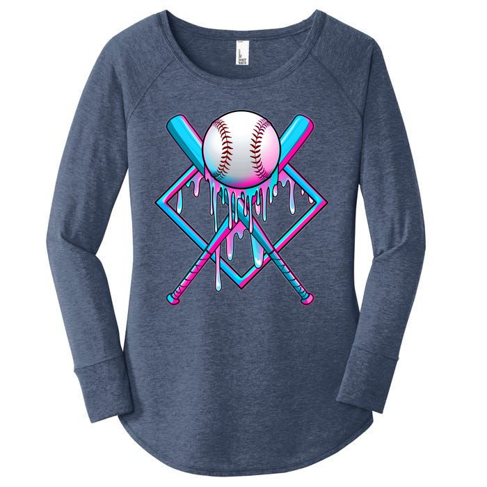 Cool Cute Neon Paint Baseball Bat Ball Diamond Women's Perfect Tri Tunic Long Sleeve Shirt