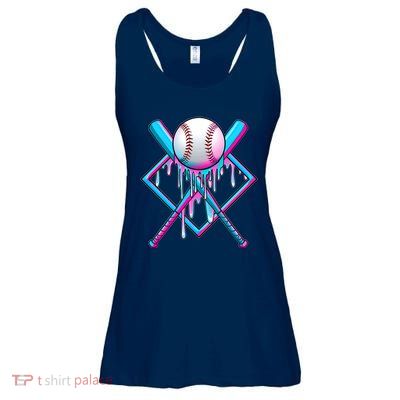 Cool Cute Neon Paint Baseball Bat Ball Diamond Ladies Essential Flowy Tank