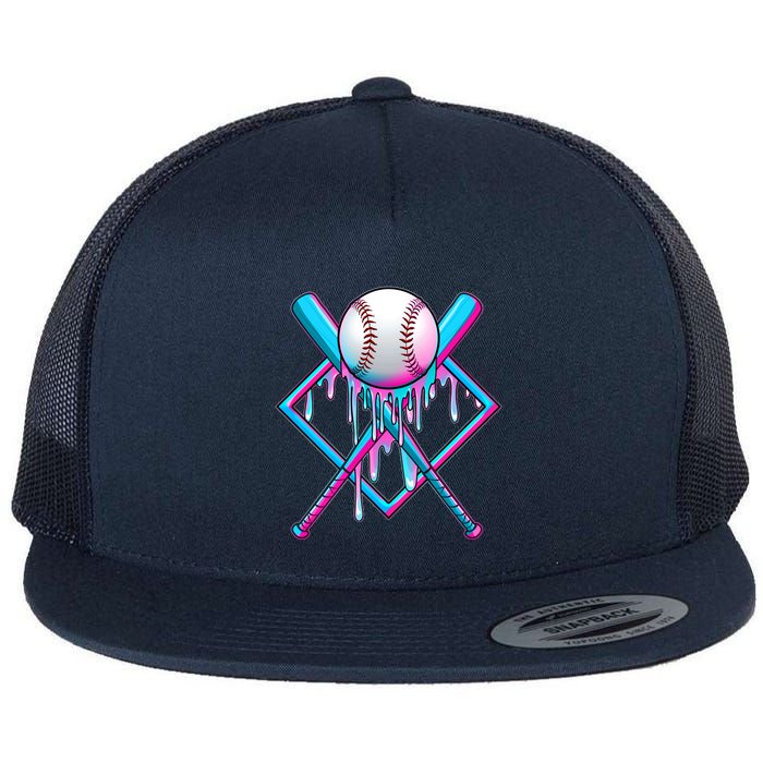 Cool Cute Neon Paint Baseball Bat Ball Diamond Flatbill Hat