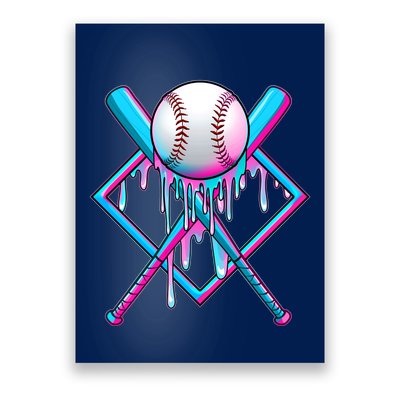Cool Cute Neon Paint Baseball Bat Ball Diamond Poster
