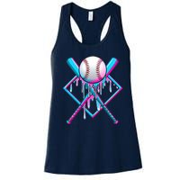 Cool Cute Neon Paint Baseball Bat Ball Diamond Women's Racerback Tank