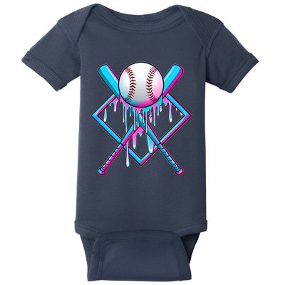 Cool Cute Neon Paint Baseball Bat Ball Diamond Baby Bodysuit