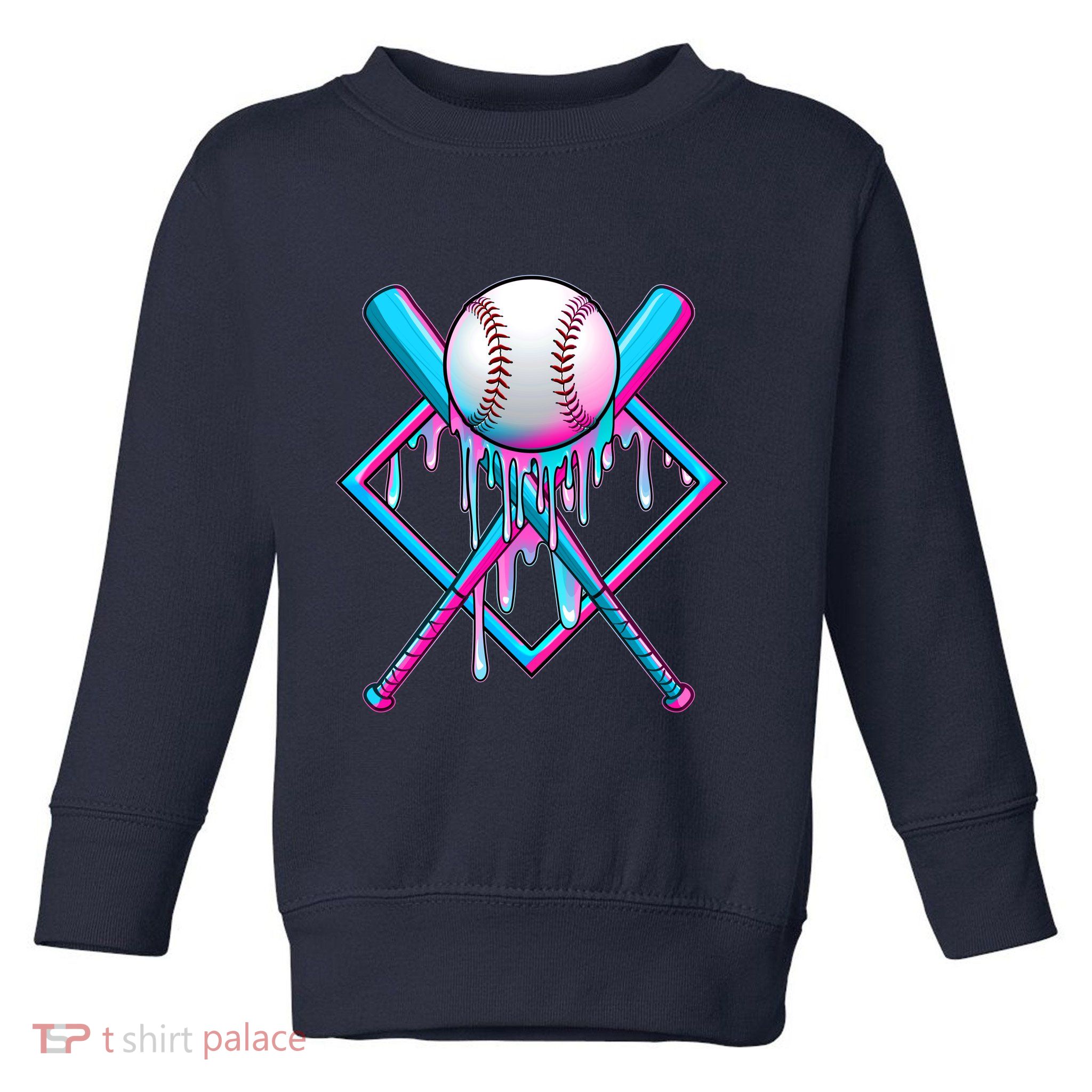 Cool Cute Neon Paint Baseball Bat Ball Diamond Toddler Sweatshirt