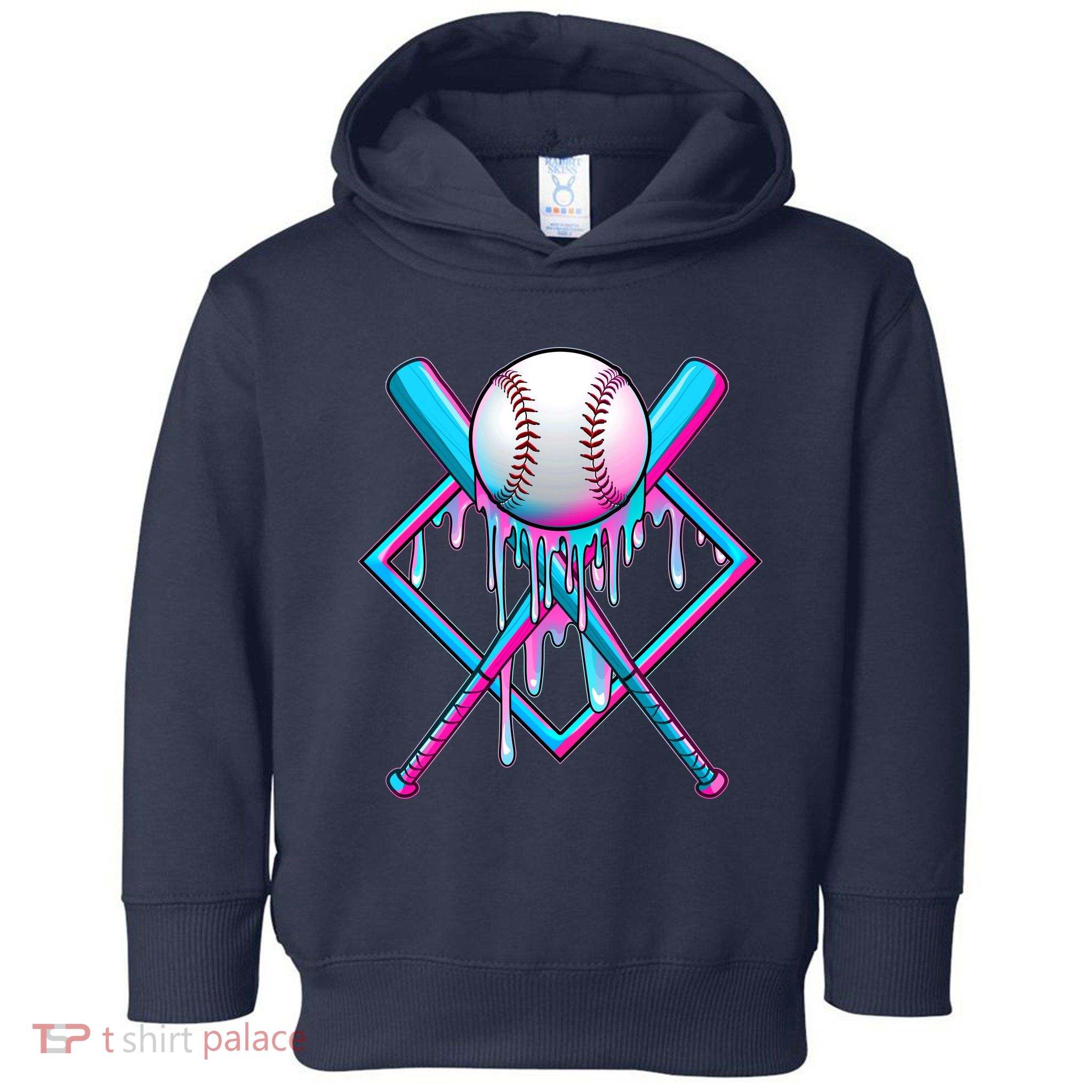 Cool Cute Neon Paint Baseball Bat Ball Diamond Toddler Hoodie