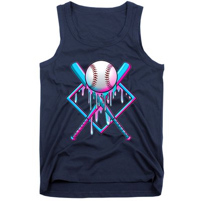 Cool Cute Neon Paint Baseball Bat Ball Diamond Tank Top