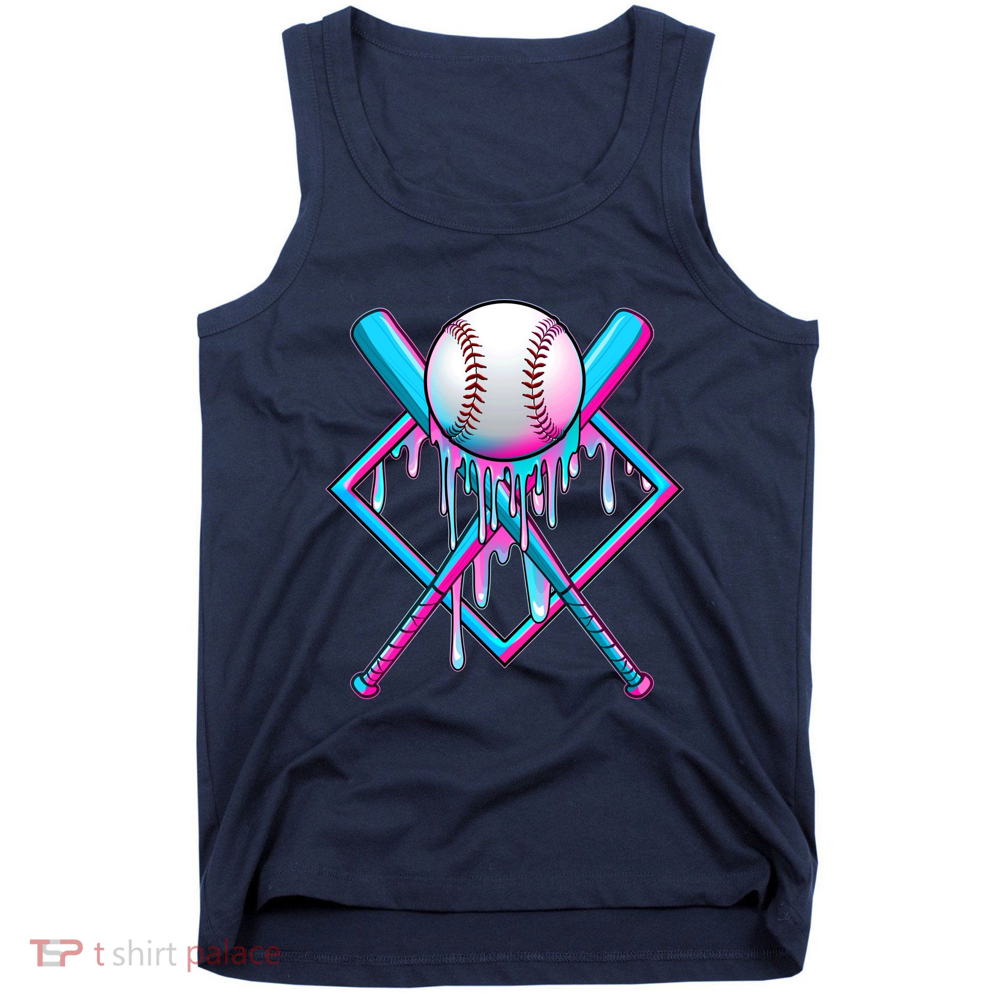Cool Cute Neon Paint Baseball Bat Ball Diamond Tank Top