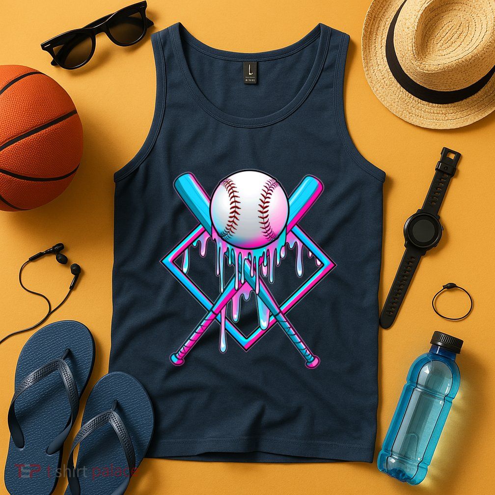 Cool Cute Neon Paint Baseball Bat Ball Diamond Tank Top