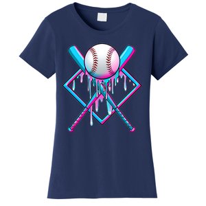 Cool Cute Neon Paint Baseball Bat Ball Diamond Women's T-Shirt