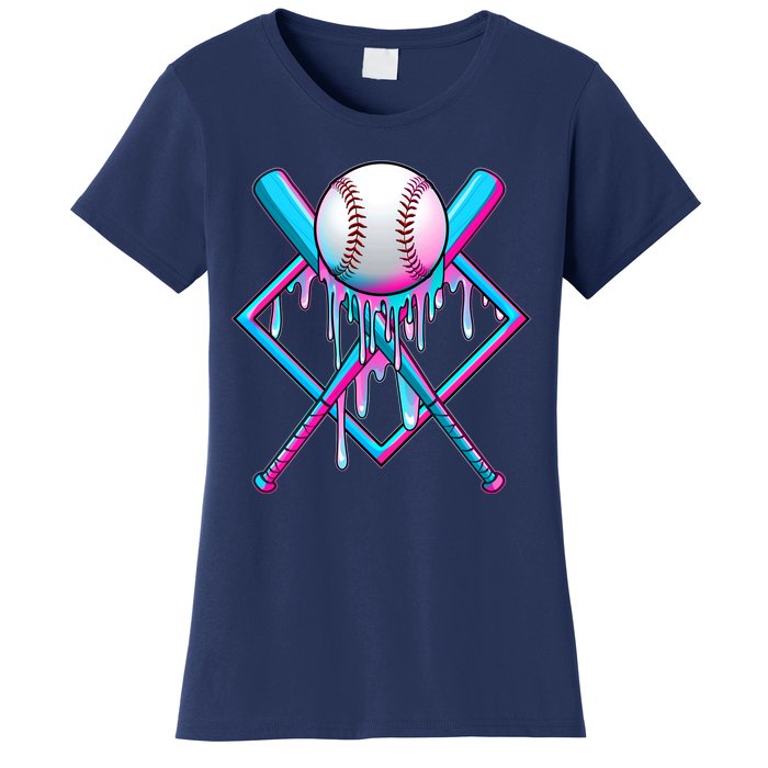 Cool Cute Neon Paint Baseball Bat Ball Diamond Women's T-Shirt