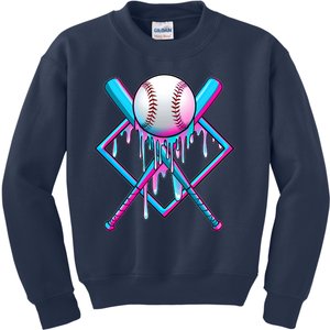 Cool Cute Neon Paint Baseball Bat Ball Diamond Kids Sweatshirt