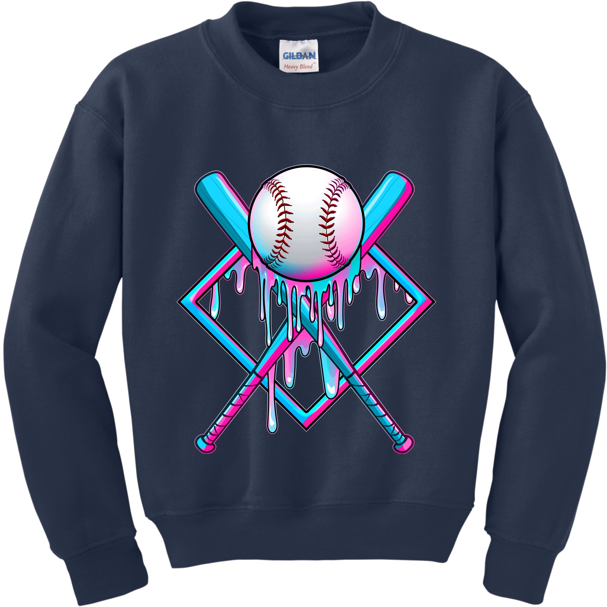 Cool Cute Neon Paint Baseball Bat Ball Diamond Kids Sweatshirt
