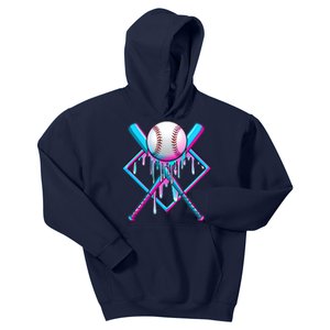 Cool Cute Neon Paint Baseball Bat Ball Diamond Kids Hoodie