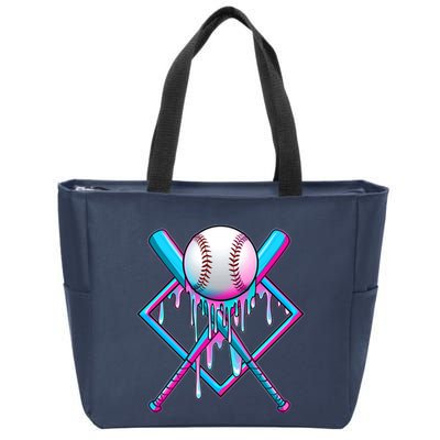 Cool Cute Neon Paint Baseball Bat Ball Diamond Zip Tote Bag