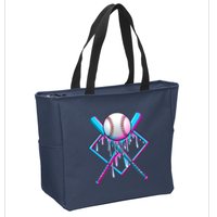 Cool Cute Neon Paint Baseball Bat Ball Diamond Zip Tote Bag