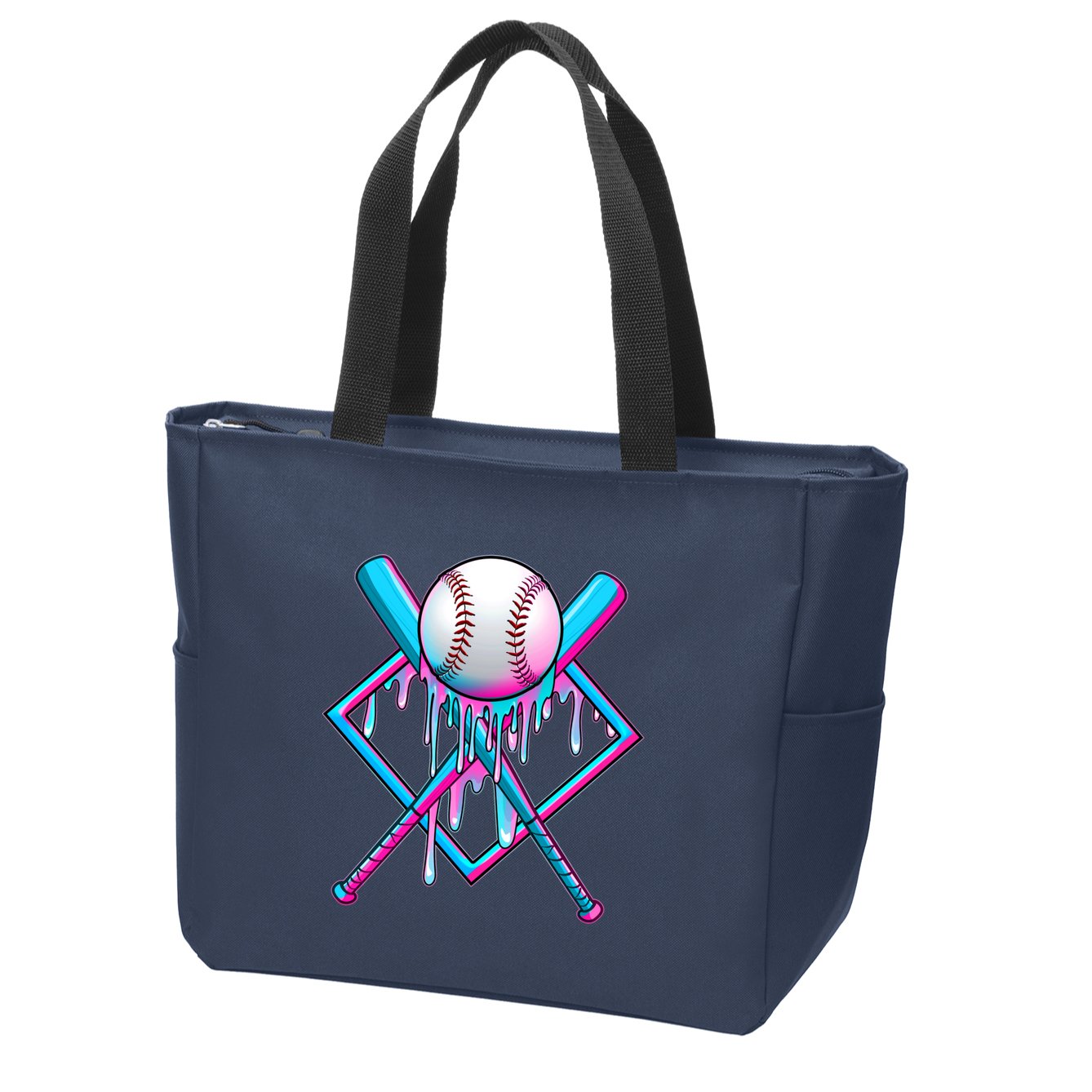 Cool Cute Neon Paint Baseball Bat Ball Diamond Zip Tote Bag