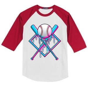 Cool Cute Neon Paint Baseball Bat Ball Diamond Kids Colorblock Raglan Jersey