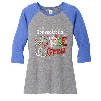 Correctional Christmas Nurse Crew Nursing Christmas Pattern Great Gift Women's Tri-Blend 3/4-Sleeve Raglan Shirt