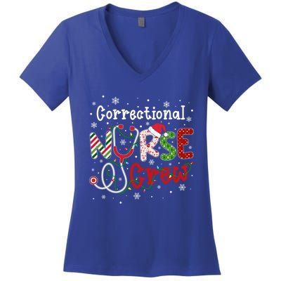 Correctional Christmas Nurse Crew Nursing Christmas Pattern Great Gift Women's V-Neck T-Shirt