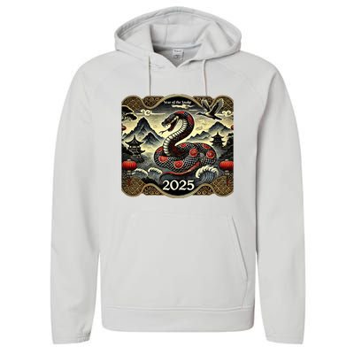 Cute Chinese New Year Of The Snake 2025 Performance Fleece Hoodie