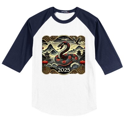 Cute Chinese New Year Of The Snake 2025 Baseball Sleeve Shirt