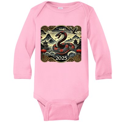 Cute Chinese New Year Of The Snake 2025 Baby Long Sleeve Bodysuit