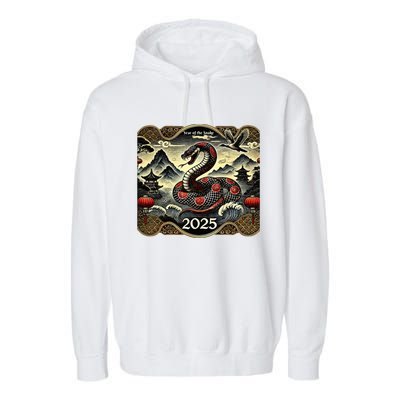 Cute Chinese New Year Of The Snake 2025 Garment-Dyed Fleece Hoodie