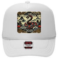 Cute Chinese New Year Of The Snake 2025 High Crown Mesh Back Trucker Hat