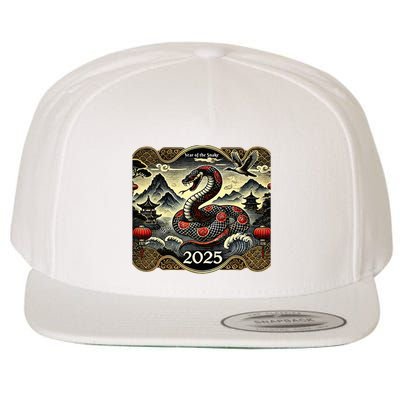 Cute Chinese New Year Of The Snake 2025 Wool Snapback Cap