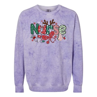 Cute Christmas Nurse Colorblast Crewneck Sweatshirt