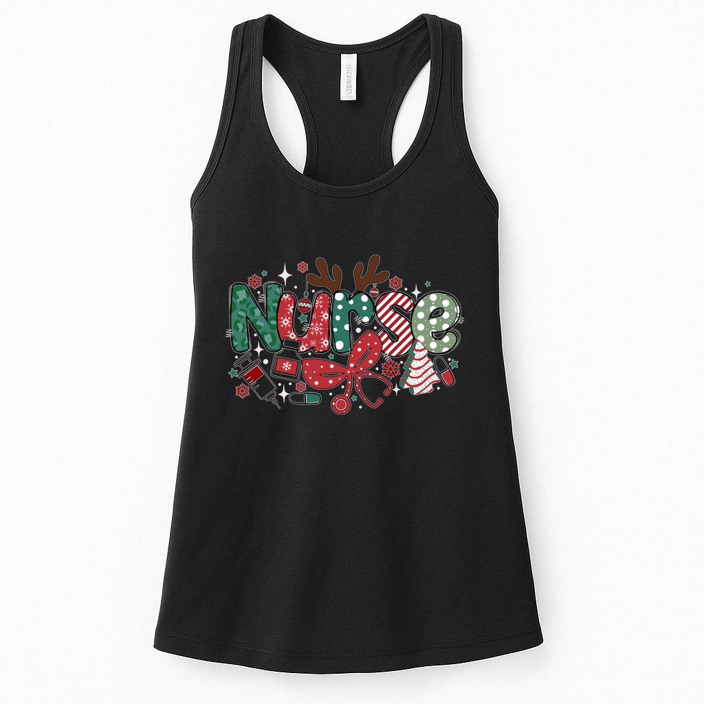 Cute Christmas Nurse Womens Tank Top