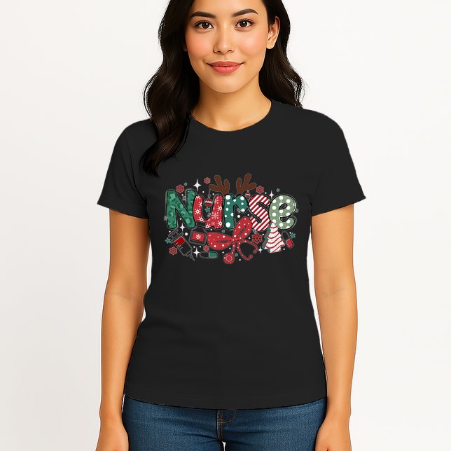 Cute Christmas Nurse Womens T-Shirt