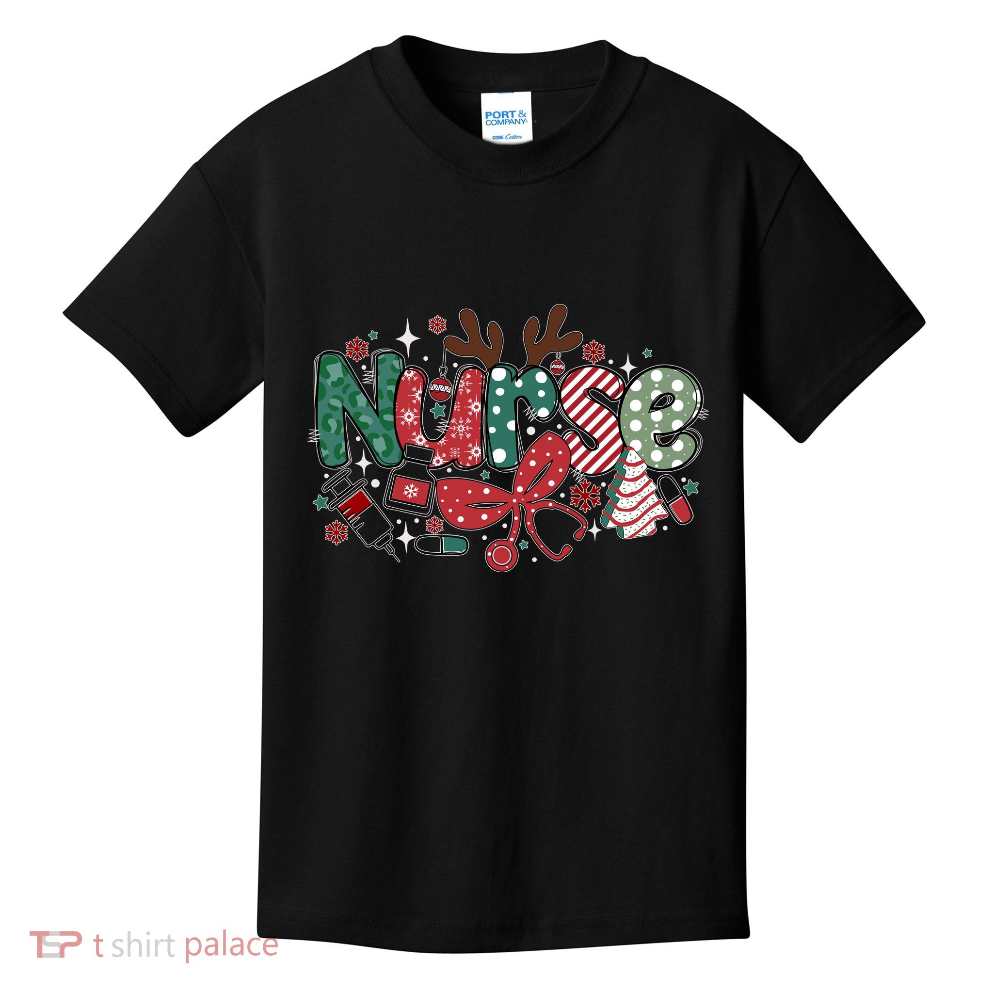 Cute Christmas Nurse Kids T-Shirt