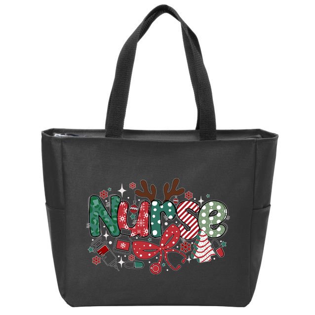 Cute Christmas Nurse Zip Tote Bag