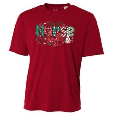 Cute Christmas Nurse Cooling Performance Crew T-Shirt