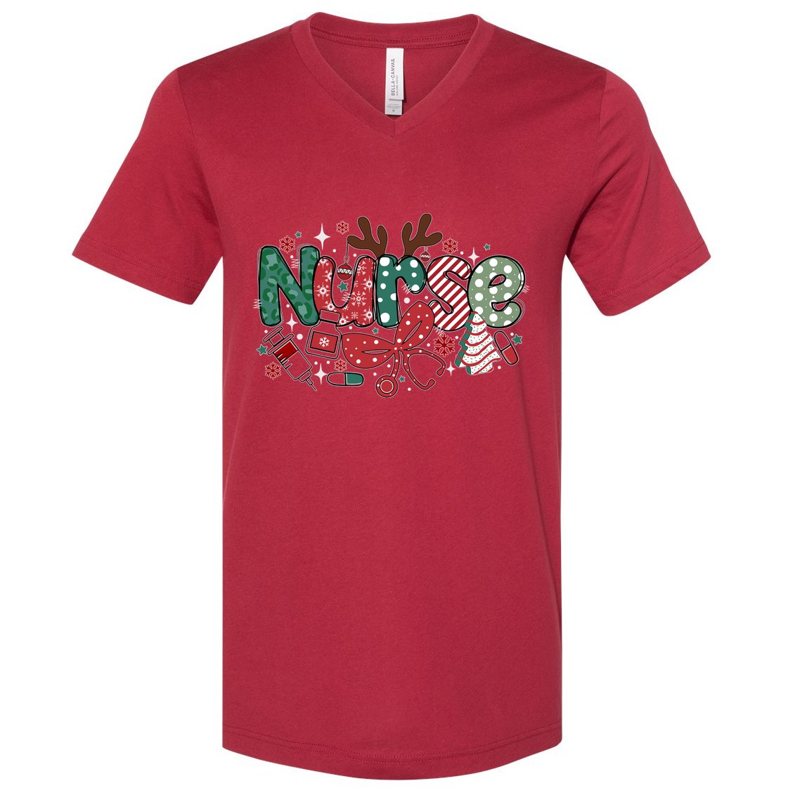 Cute Christmas Nurse V-Neck T-Shirt